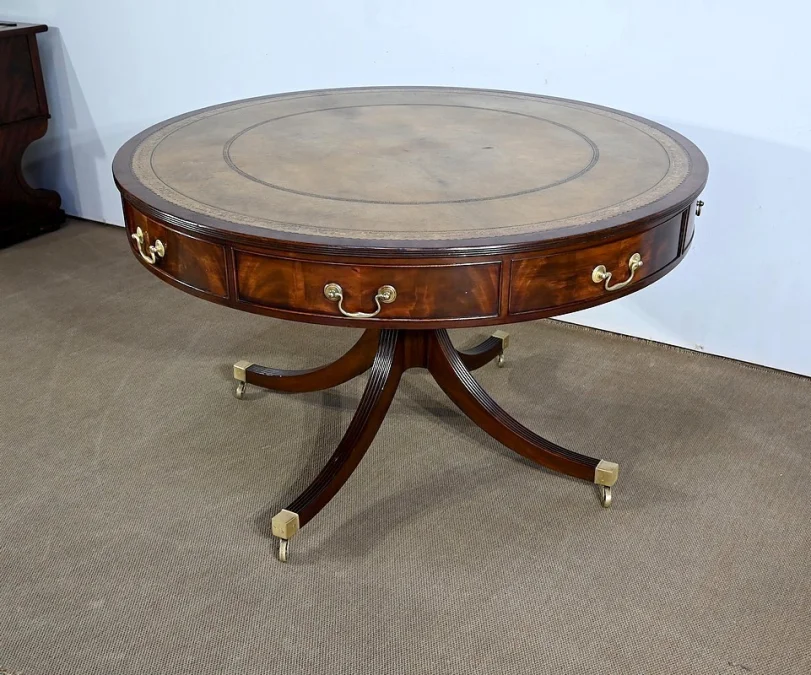 Table Tambour Tournante en Acajou, style Regency, Angleterre – 2ème moitié XIXe