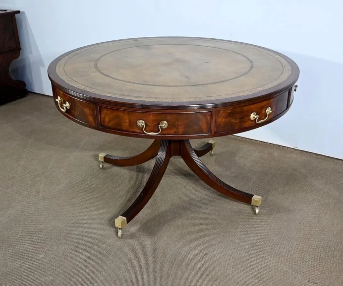 Table Tambour Tournante en Acajou, style Regency, Angleterre – 2ème moitié XIXe