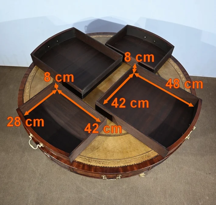 Table Tambour Tournante en Acajou, style Regency, Angleterre – 2ème moitié XIXe