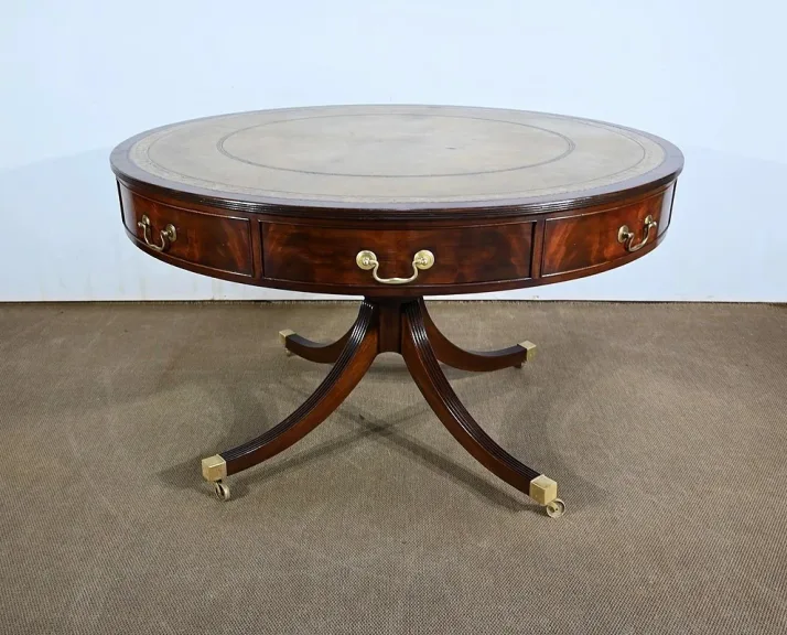 Table Tambour Tournante en Acajou, style Regency, Angleterre – 2ème moitié XIXe