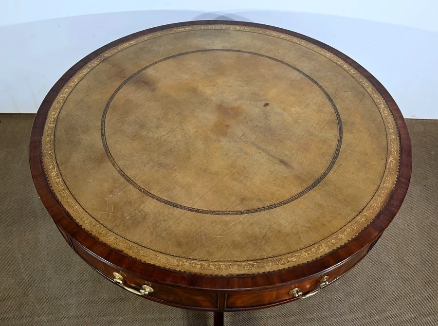 Table Tambour Tournante en Acajou, style Regency, Angleterre – 2ème moitié XIXe