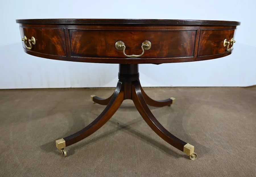 Table Tambour Tournante en Acajou, style Regency, Angleterre – 2ème moitié XIXe