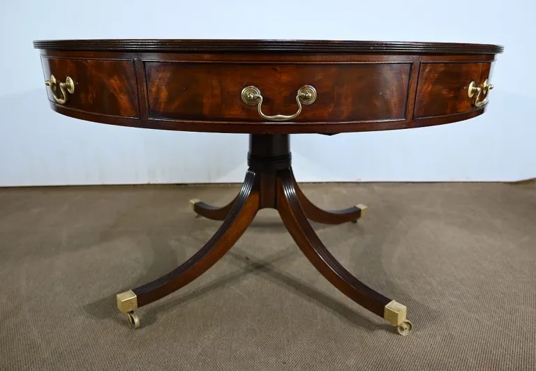 Table Tambour Tournante en Acajou, style Regency, Angleterre – 2ème moitié XIXe