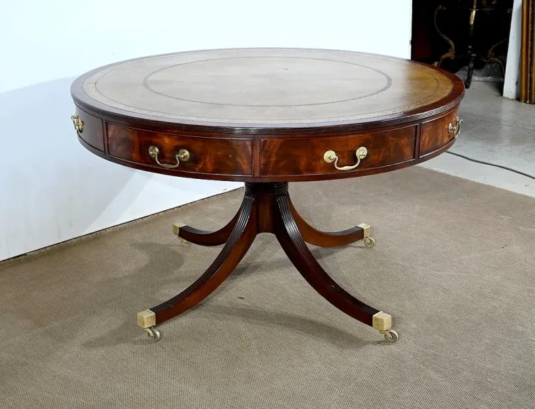 Table Tambour Tournante en Acajou, style Regency, Angleterre – 2ème moitié XIXe