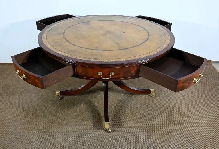 Table Tambour Tournante en Acajou, style Regency, Angleterre – 2ème moitié XIXe