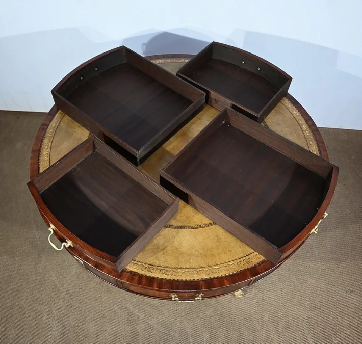 Table Tambour Tournante en Acajou, style Regency, Angleterre – 2ème moitié XIXe
