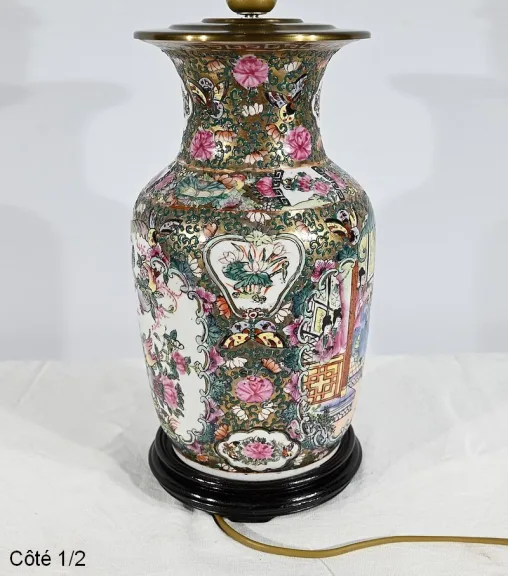 Lampe en Porcelaine de Canton, Chine – Fin XIXe