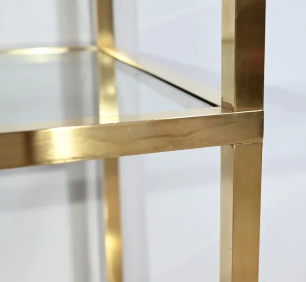 Etagère 4 niveaux en Laiton et Verre, goût Vandel – 1970