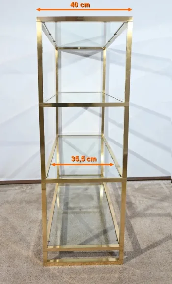 Etagère 4 niveaux en Laiton et Verre, goût Vandel – 1970
