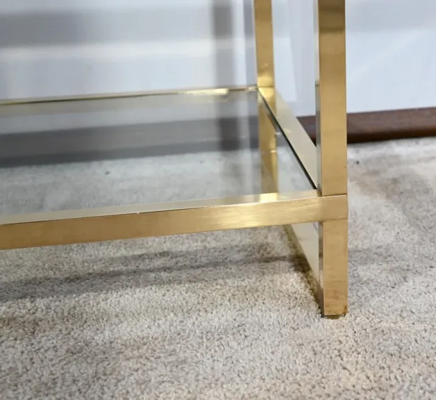 Etagère 4 niveaux en Laiton et Verre, goût Vandel – 1970