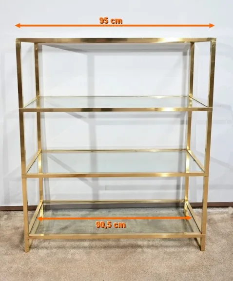 Etagère 4 niveaux en Laiton et Verre, goût Vandel – 1970