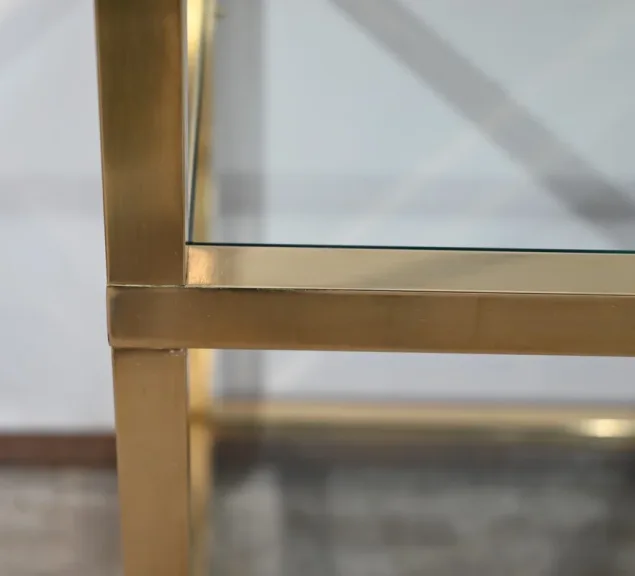 Etagère 4 niveaux en Laiton et Verre, goût Vandel – 1970