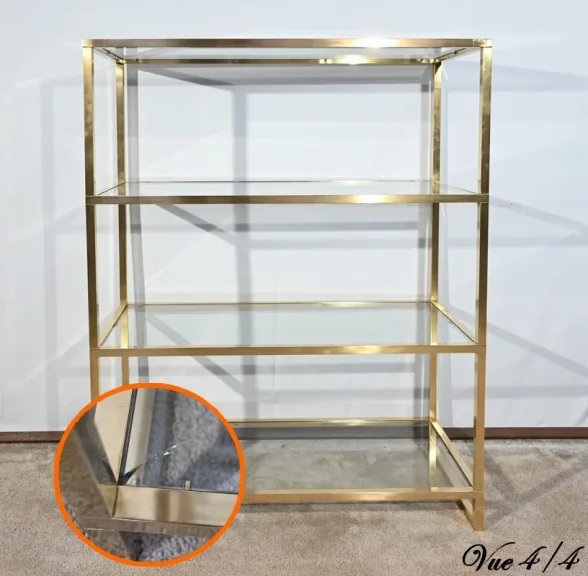 Etagère 4 niveaux en Laiton et Verre, goût Vandel – 1970