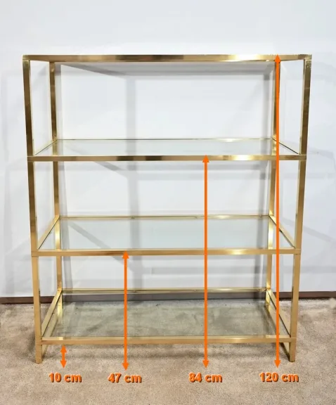 Etagère 4 niveaux en Laiton et Verre, goût Vandel – 1970