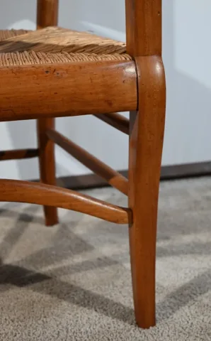 Paire de Fauteuils de Propriété en Merisier Massif, époque Restauration – 1ère Partie XIXe