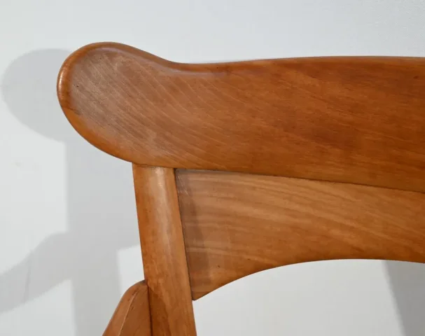 Paire de Fauteuils de Propriété en Merisier Massif, époque Restauration – 1ère Partie XIXe