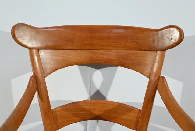 Paire de Fauteuils de Propriété en Merisier Massif, époque Restauration – 1ère Partie XIXe