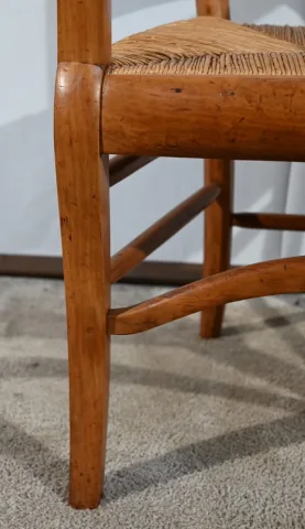 Paire de Fauteuils de Propriété en Merisier Massif, époque Restauration – 1ère Partie XIXe