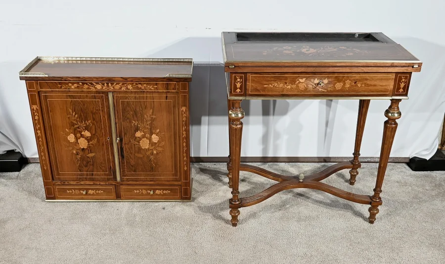Petit Cabinet Écritoire en Palissandre, style Charles X – Milieu XIXe