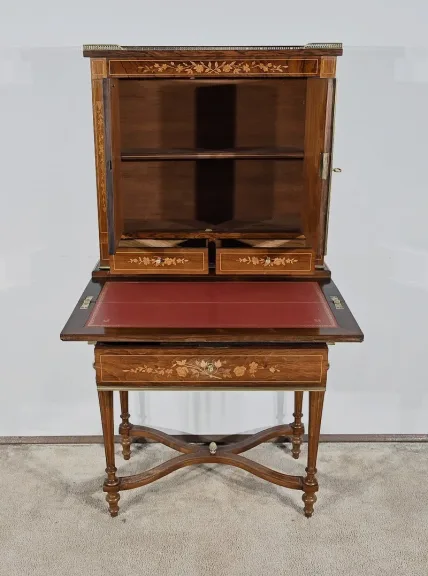 Petit Cabinet Écritoire en Palissandre, style Charles X – Milieu XIXe