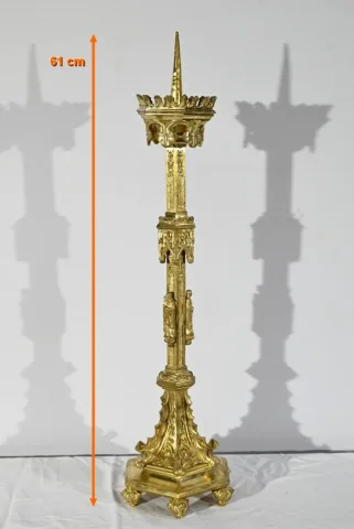 Pique-Cierge en Bronze Doré – 2ème Moitié XIXe