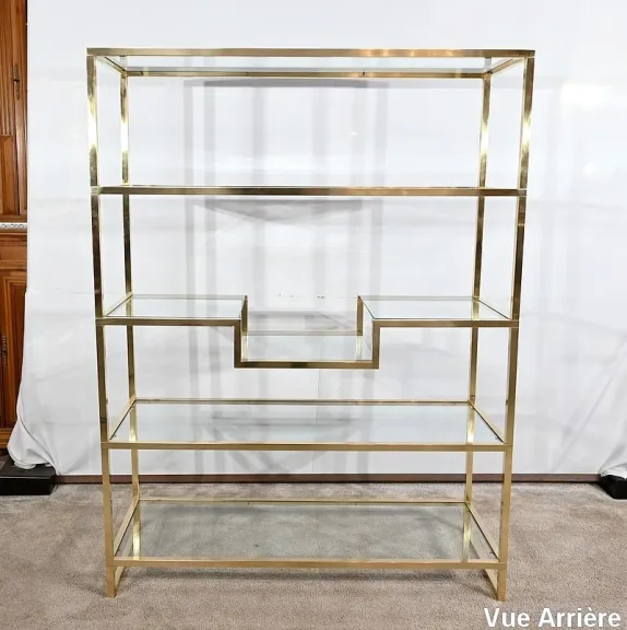 Étagères 5 niveaux en Verre et Laiton, goût Vandel – 1970