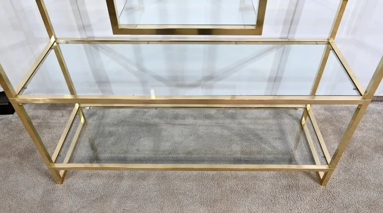 Étagères 5 niveaux en Verre et Laiton, goût Vandel – 1970