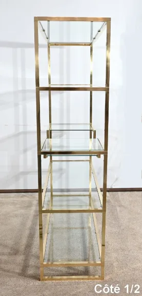 Étagères 5 niveaux en Verre et Laiton, goût Vandel – 1970