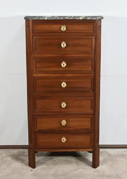 Petit Secrétaire Semainier en Acajou, Estampillé L.N. Malle, Faubourg Saint-Antoine, époque Louis XVI – XVIIIe