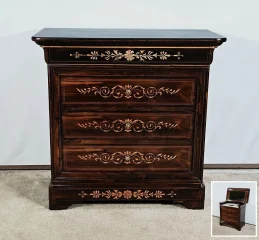 Petite Commode en Palissandre de Rio et Marqueteries, époque Charles X - Début XIXe