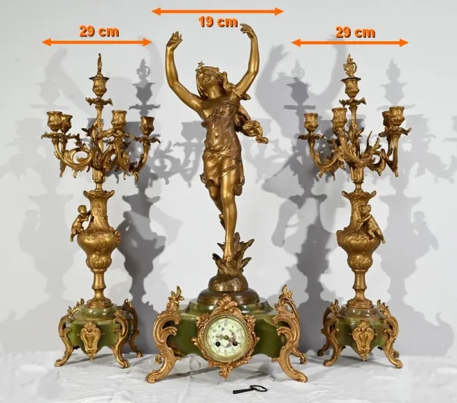 Importante Garniture de Cheminée « La Nuit », signée H.Kossowski II – 1900