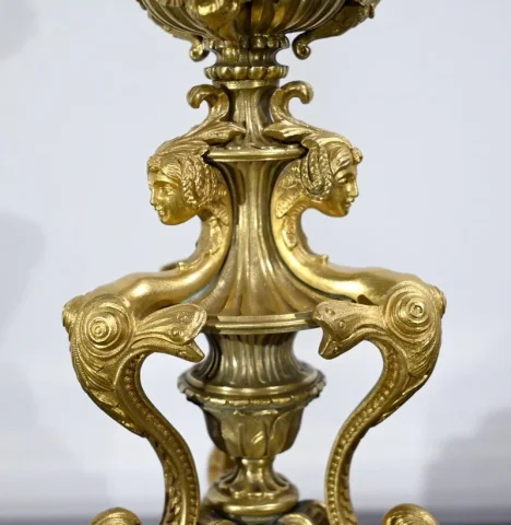 Paire de Candélabres en Bronze Doré, époque Restauration – Début XIXe