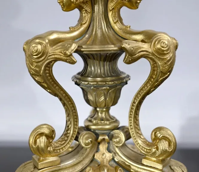 Paire de Candélabres en Bronze Doré, époque Restauration – Début XIXe