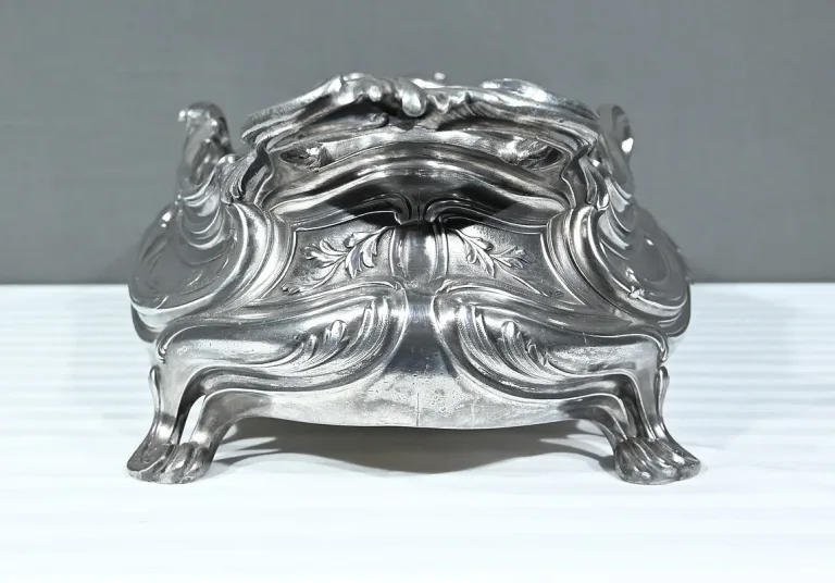 Jardinière en Bronze argenté, Victor Saglier, Art Nouveau – Fin XIXème
