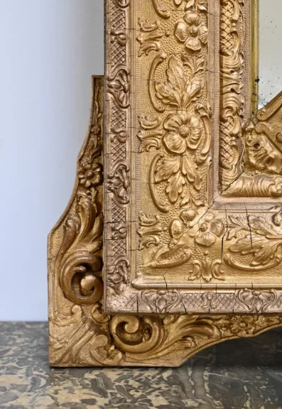 Miroir à Parclose en Bois Doré, estampillé AB Bordeaux, style Louis XVI – Fin XIXe