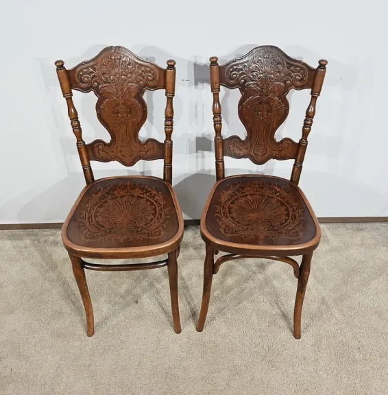 Paire de Chaises en Hêtre Courbé, n°67 par Jacob & Josef Kohn – 1900