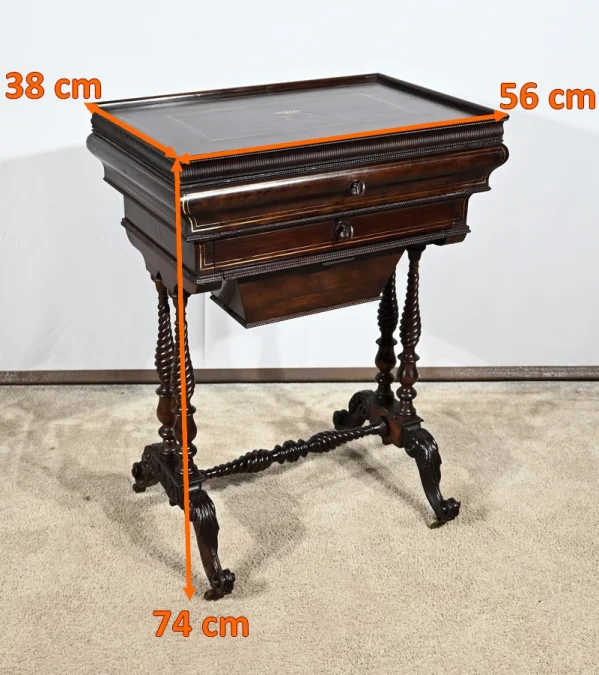 Petite Table Coiffeuse en Palissandre, époque Restauration – Début XIXe