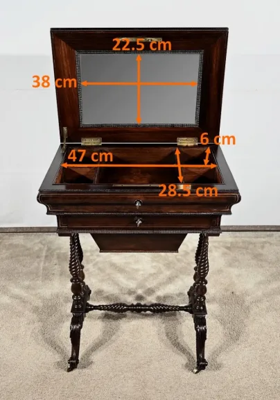 Petite Table Coiffeuse en Palissandre, époque Restauration – Début XIXe