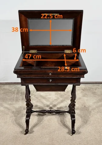Petite Table Coiffeuse en Palissandre, époque Restauration – Début XIXe