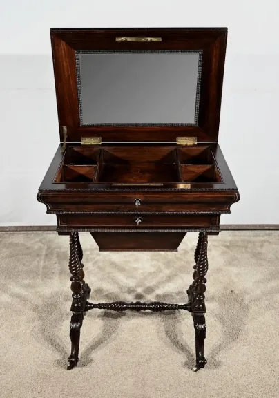 Petite Table Coiffeuse en Palissandre, époque Restauration – Début XIXe