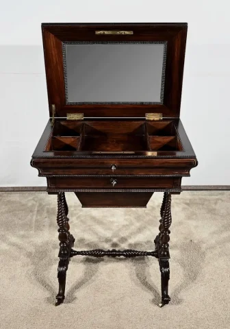 Petite Table Coiffeuse en Palissandre, époque Restauration – Début XIXe