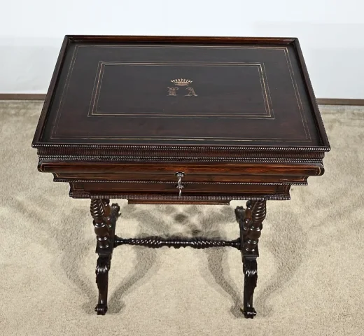 Petite Table Coiffeuse en Palissandre, époque Restauration – Début XIXe