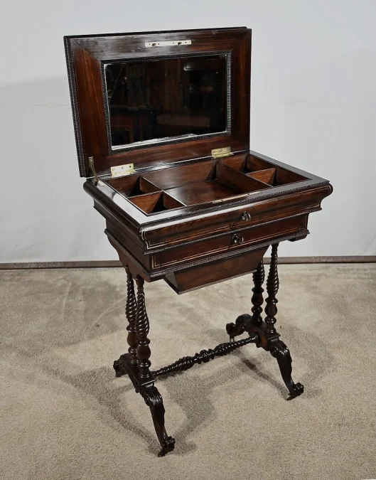Petite Table Coiffeuse en Palissandre, époque Restauration – Début XIXe