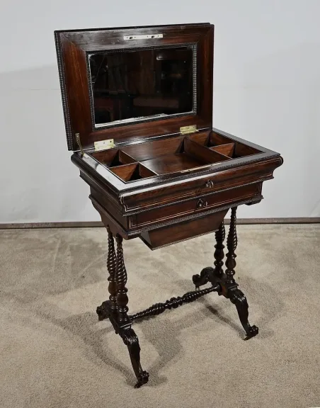Petite Table Coiffeuse en Palissandre, époque Restauration – Début XIXe