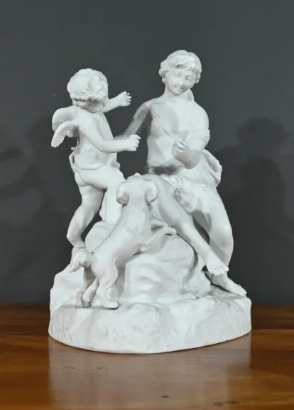 Sculpture en Biscuit "Vénus et l'Amour" - Fin XIXe