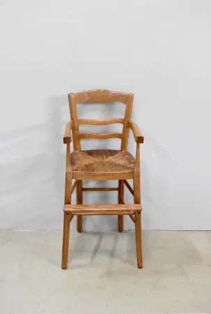 Chaise haute d’enfant paillée – XIXe