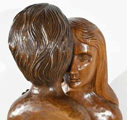 Importante Sculpture en Acajou Massif – Milieu XXe