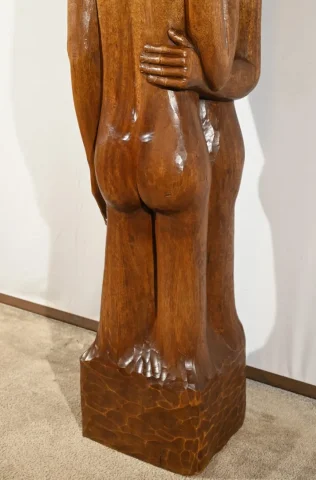 Importante Sculpture en Acajou Massif – Milieu XXe