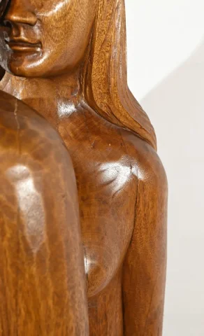 Importante Sculpture en Acajou Massif – Milieu XXe