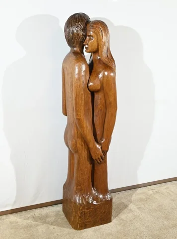 Importante Sculpture en Acajou Massif – Milieu XXe